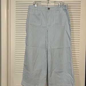 LOFT Blue Pinstripe The Palmer Wide Leg